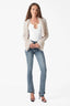 Faux Fur Trim Tie-Front Knitted Cardigan Coat in Cream