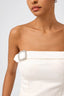 Oriental Silk Satin Embroidered Sleeveless Bustier Tube Top in White