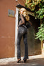 High-Waist Flared Slit Jeans in Vintage Black