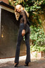 High-Waist Flared Slit Jeans in Vintage Black