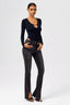 High-Waist Flared Slit Jeans in Vintage Black