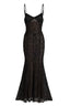 Patterned Velvet on Mesh Gown in Black