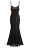 Patterned Velvet on Mesh Gown in Black