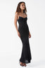 Patterned Velvet on Mesh Gown in Black