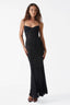 Patterned Velvet on Mesh Gown in Black