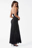 Patterned Velvet on Mesh Gown in Black