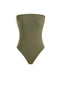 Strapless Sleeveless Bodysuit in Olive Green