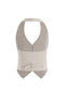 Button Up Vest Top in Khaki