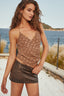 Fiery Short Faux Leaether Mini Skirt in Brown