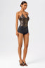 Gold-Leopard Print Plunge Bodysuit