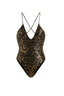 Gold-Leopard Print Plunge Bodysuit