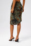 Velvet Jacquard Drawstring Slit Mini Skirt in Floral Green