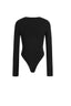 U-Neck Cut-Out Long Sleeve Bodysuit in Black