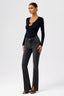 U-Neck Cut-Out Long Sleeve Bodysuit in Black