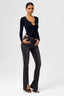 U-Neck Cut-Out Long Sleeve Bodysuit in Black