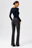 U-Neck Cut-Out Long Sleeve Bodysuit in Black