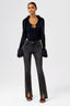 U-Neck Cut-Out Long Sleeve Bodysuit in Black