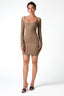 Knitted Ribbed Mini Dress with Shrug in Vintage Gold