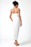 Rose Embellished Strappy High Slit Maxi Dress in White