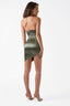 Halter Neck Mini Dress in Metallic Green