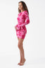 Embroidered Flared Long-Sleeved Mini Dress in Pink