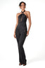 Cross Neck Halter Backless Jumpsuit in Black