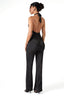 Cross Neck Halter Backless Jumpsuit in Black